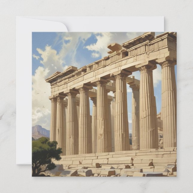 Vintage Travel Athens Greece Parthenon Temple Card (Front)