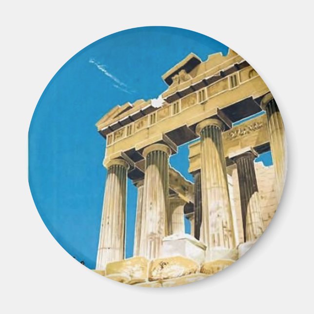 Vintage Travel Athens Greece Parthenon Temple Magnet (Front)