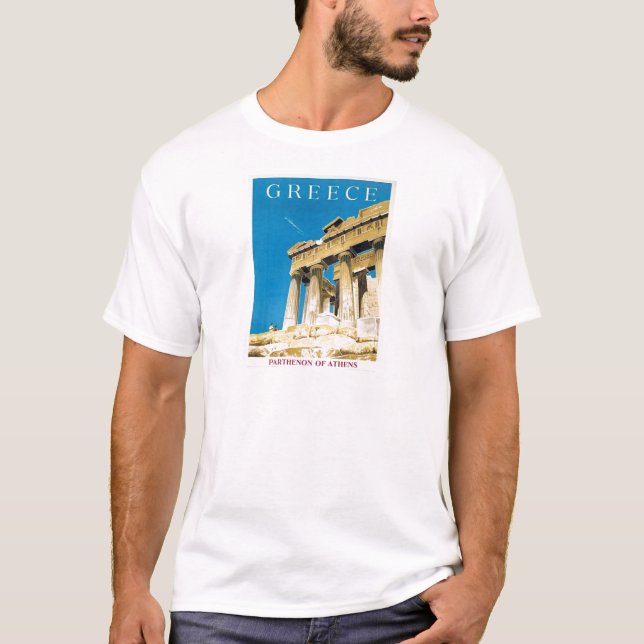 Vintage Travel Athens Greece Parthenon Temple T-Shirt (Front)