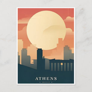 Vintage Travel Athens Greece santorini retro Postcard
