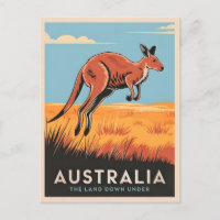Vintage Travel Australia Kangaroo Outback Nature