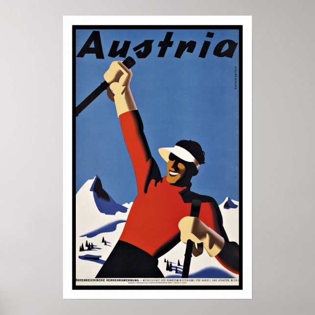 Vintage Travel Austria Ski Poster (Front)