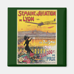 Vintage Travel, Aviation Airplanes, Lyon, France Magnet