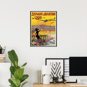 Vintage Travel, Aviation Airplanes, Lyon, France Poster