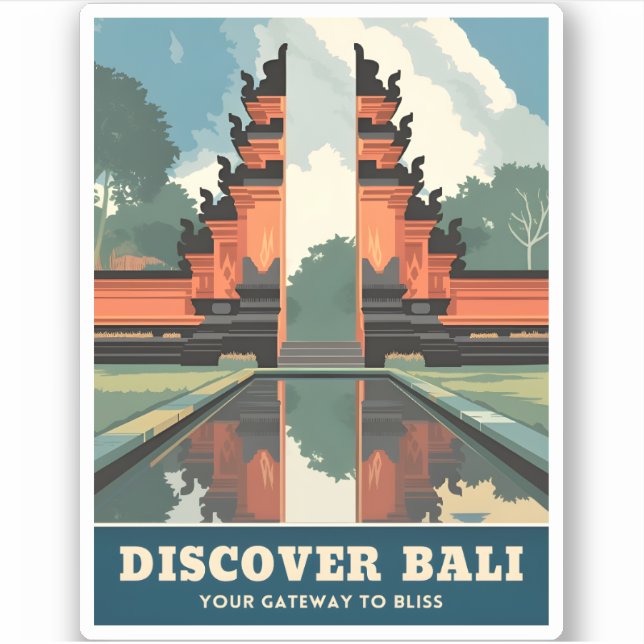 Vintage Travel Bali Indonesia Temple Gate Retro  (Front)