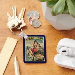 Vintage Travel, Beach Resort, Cabourg France Keychain