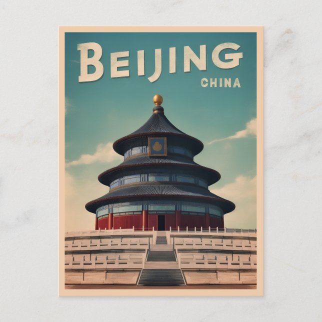 Vintage Travel Beijing China Retro Scenic Postcard (Front)