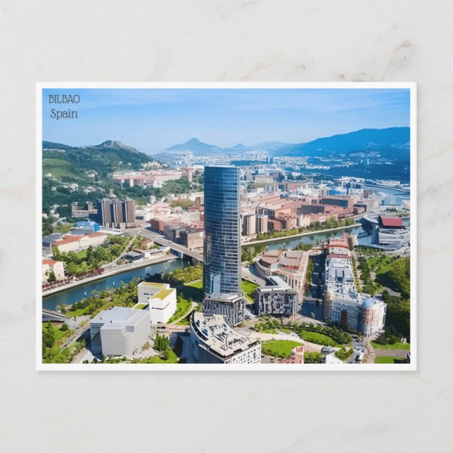 vintage travel Bilbao Spain Guggenheim city  Postcard (Front)
