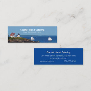 Vintage Travel Blue Ocean Lighthouse Maine Sail Mini Business Card