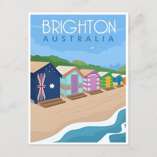 Vintage travel Brighton Australia beach Victoria Postcard