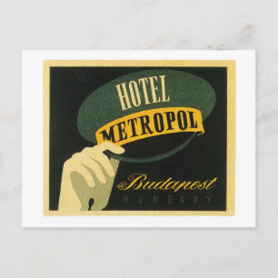 Vintage Travel Budapest Hungary Hotel Label Art Postcard