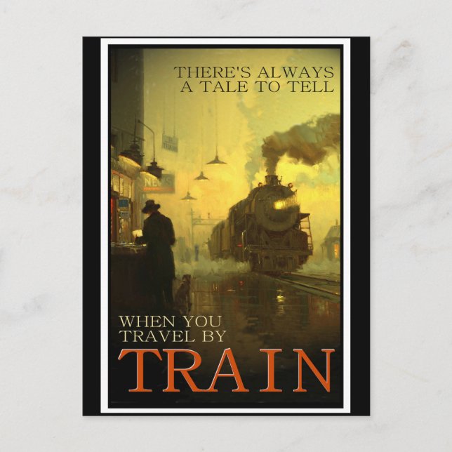 Vintage Travel By Train Postcard (Front)