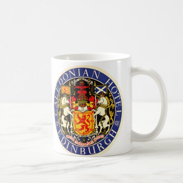 Vintage Travel Caledonian Hotel Edinburgh Scotland Coffee Mug (Right)
