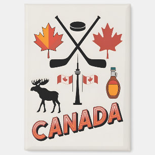 Vintage Travel Canada National Icons Vector Style  Magnet