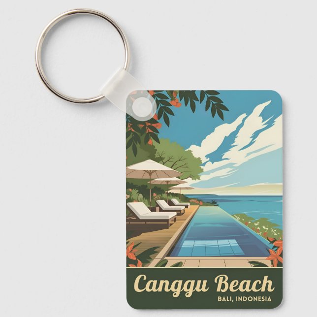 Vintage Travel Canggu Bali Indonesia Retro Scenic Keychain (Front)