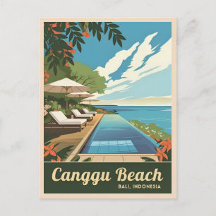Vintage Travel Canggu Bali Indonesia Retro Scenic Postcard