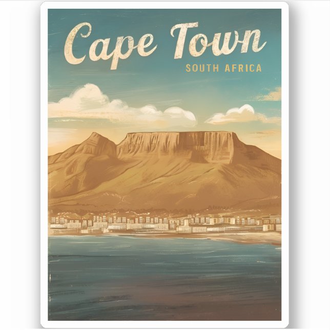 Vintage Travel Cape Town South Africa Retro Scenic (Front)