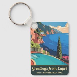 Vintage Travel Capri Italy Seaside Retro Scenic Keychain