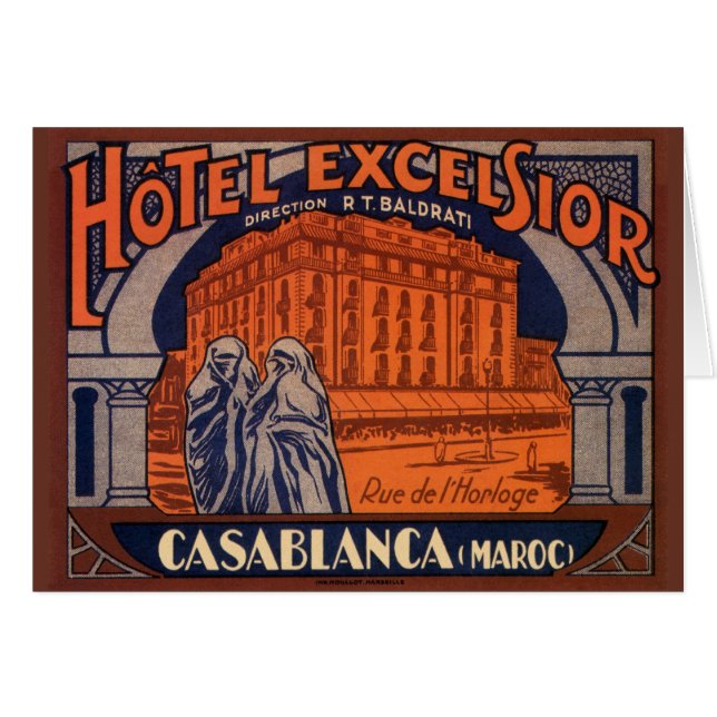Vintage Travel, Casablanca in Morocco, Africa (Front Horizontal)