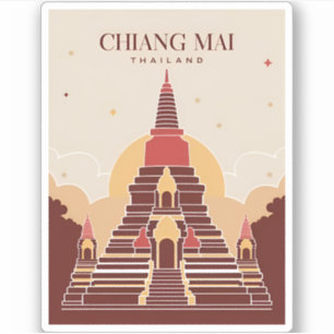 Vintage Travel Chiang Mai Thailand Vector Graphic