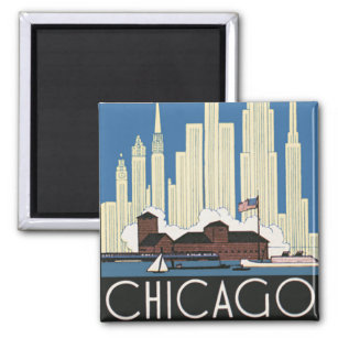 Vintage Travel Chicago Has Everything City Skyline Magnet