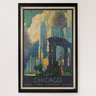 Vintage Travel Chicago to New York Central Lines Jigsaw Puzzle