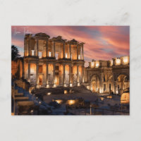 Vintage travel city Izmir Turkey Ephesus Acropolis