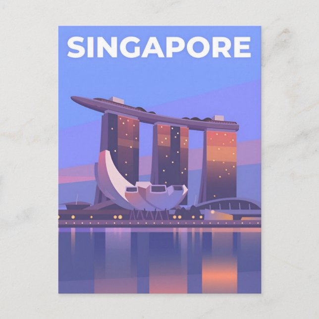 Vintage travel city Singapore skyline retro  Postcard (Front)