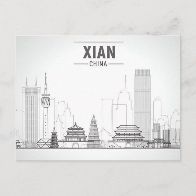 Vintage travel city Xian China Chinese RETRO Postcard (Front)