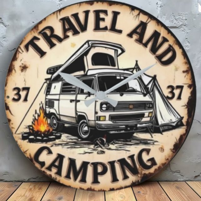 Vintage Travel Classic Camper Van Large Clock (Creator Uploaded)