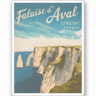 Vintage Travel Cliffs of Etretat France Landscape