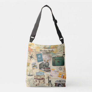 Vintage Travel Collage Crossbody Bag