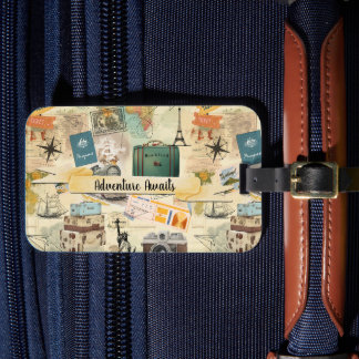 Vintage Travel Collage Luggage Tag