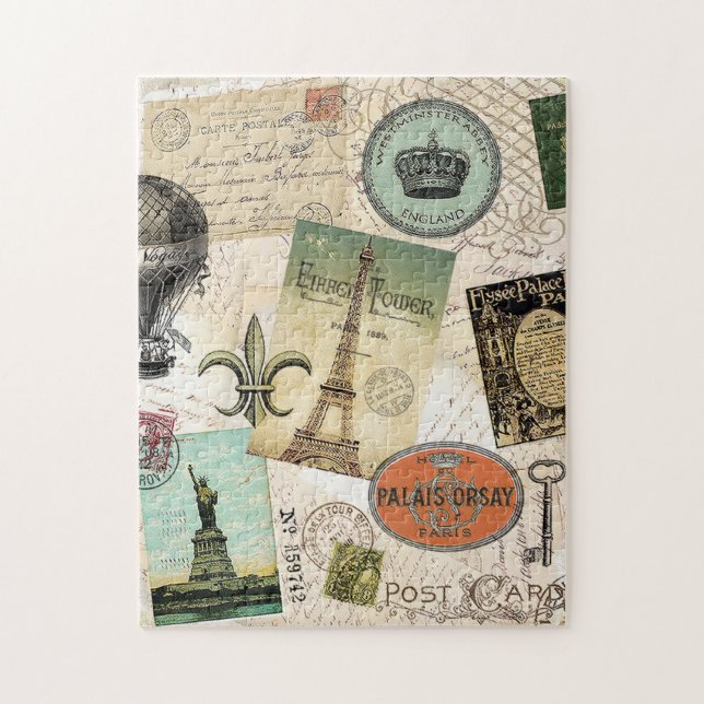 Vintage Travel collage puzzle (Vertical)