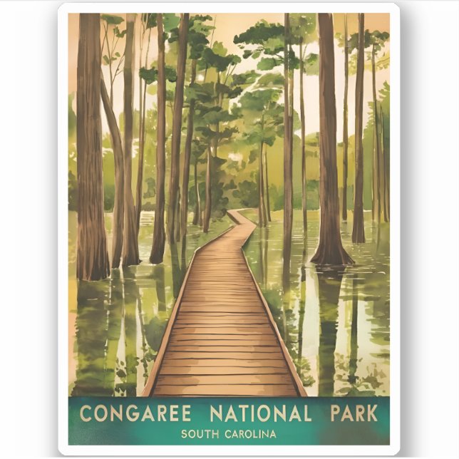 Vintage Travel Congaree National Park Retro Scenic (Front)