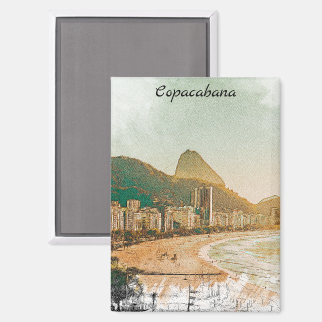 Vintage Travel Copacabana Beach Rio de Janeiro  Magnet (Front/Back)
