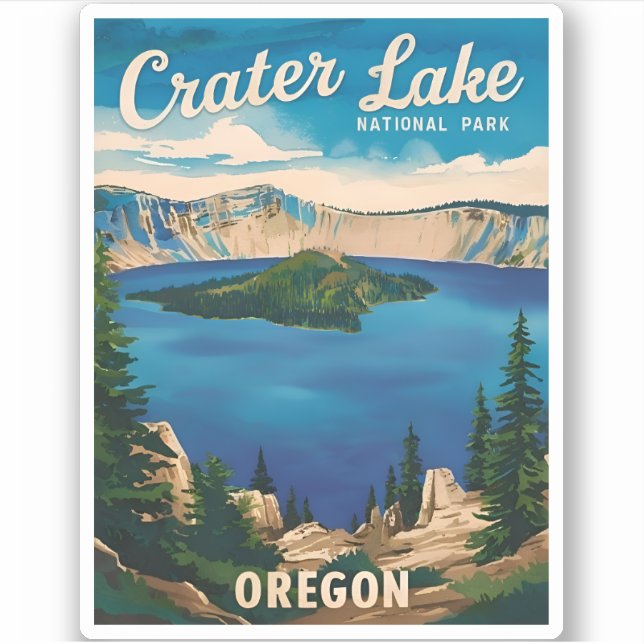 Vintage Travel Crater Lake National Park Oregon (Front)