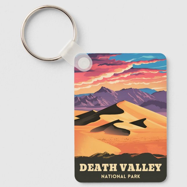 Vintage Travel Death Valley National Park Sunset Keychain (Front)