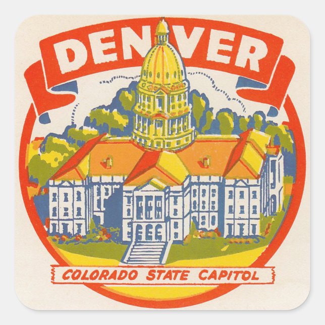 VINTAGE TRAVEL - DENVER SQUARE STICKER (Front)