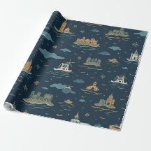 Vintage Travel Design Wrapping Paper