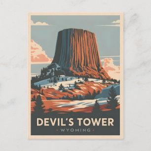 Vintage Travel Devil's Tower Wyoming Retro Scenic Postcard