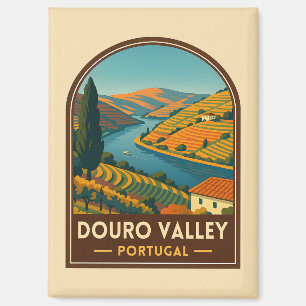 Vintage Travel Douro Valley Portugal Retro Scenic Magnet