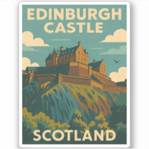 Vintage Travel Edinburgh Castle Scotland Retro