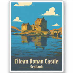 Vintage Travel Eilean Donan Castle Scotland Retro