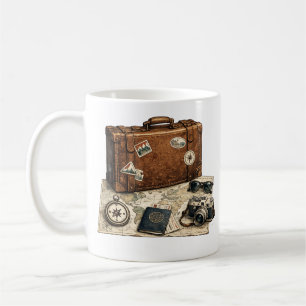 Vintage Travel Essentials Illustration Coffee Mug