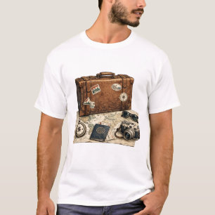 Vintage Travel Essentials Illustration T-Shirt