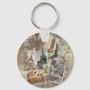 Vintage Travel Europe Photographs Paris Keychain