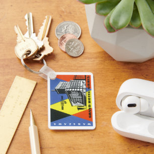 Vintage Travel Europe, Warsaw, Poland Keychain