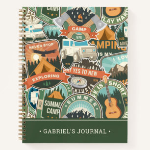 Vintage Travel Explorer Pattern   Add Your Name Notebook