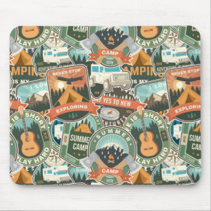 Vintage Travel Explorer Pattern Mouse Pad